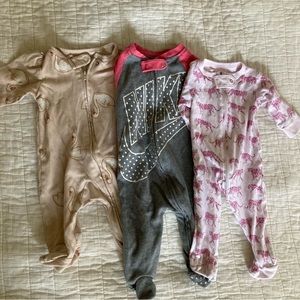 Girls footie zipper romper lot bundle Nike Carter’s